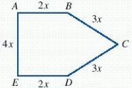 <strong>The perimeter of this pentagon is 280 cm. Find the lengths of the sides. </strong> A) B) C) D) E)