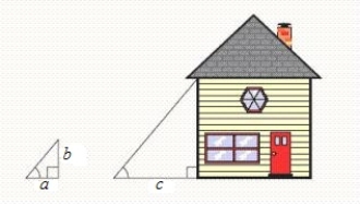 <strong>Use similar triangles and a proportion to find the height of the house shown in the figure below. Where </strong> A) 16 ft B) 20 ft C) 18 ft D) 72 ft E) 4 ft
