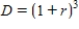 <strong>The annual rate, r, compounded annually, it takes for 1 dollar to grow to D dollars in 3 years is given by the formula . Find the rate necessary for a dollar to double in 3 years. </strong> A) 26.0% B) 100.0% C) 126.0% D) 28.7% E) 33.3%