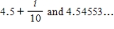 <strong>Find a rational number and an irrational number between the given pair of numbers. 4)5 and 4.6 </strong> A) B) C) D) E) 
