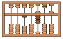One of the oldest devices used for calculation is the abacus, as shown in the sample figure. Each rod names one of the positions we use in counting. Each bead on the bottom represents one unit in that column and each bead on the top represents 5 units in that column. The number illustrated in the sample figure below is 1,734. Sample What number is illustrated by the drawing? 