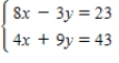 Solve the system by solving the corresponding matrix equation with an inverse, if possible. 