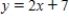 <strong>For the given verbal description, write a rule in the form of an equation. For each number x in the domain, the corresponding range value y is found by multiplying by 2 and then subtracting 7. </strong> A) B) C) D) E) 