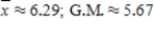 <strong>The mean is sometimes called the arithmetic mean to distinguish it from other possible means. For example, a different mean, called the geometric mean (G.M.), is used in business and economics for finding average rates of change, average rates of growth, or average ratios. This mean is defined to be the nth root of the product of the numbers. For example, the geometric mean of the numbers 4, 5, and 6 is Find the arithmetic and geometric means for the numbers 2, 4, 6, 7, 7, 8 and 10. Round your answers to the nearest hundredth. </strong> A) B) C) D) E) 