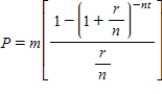 <strong>Use a calculator to evaluate the present value of an annuity formula for the values of the variables m = $50, r = 7%, n = 12, and t = 7 years. </strong> A) $3,233.57 B) $3,311.86 C) $3,309.86 D) $3,312.86 E) $3,325.18