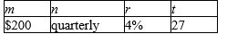 Find the value of the annuity at the end of the indicated number of years. Assume that the interest is compounded with the same frequency as the deposit. Please round the answer to the nearest cent. $ __________