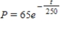 <strong>A satellite has an initial radioisotope power supply of 65 watts (W). The power output in watts is given by Where t is the time in days. Solve for t to find the time when the power supply is 26 W. </strong> A) 243 days B) 250 days C) 99 days D) 229 days E) 222 days