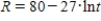 The forgetting curve for memorizing nonsense syllables is given by equation below, where R is the percentage who remember the syllables after t seconds. , In how many seconds would only 10% of the students remember? Round your answer to the nearest second. Solve for the exact value of t in terms of R.