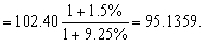 The bid forward exchange rate is: ¥/$ The ask forward exchange rate is: ¥/$ Therefore, the quotation for the one-year ¥/$ forward exchange rate is 95.1359-95.4367.