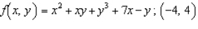 Evaluate the first partial derivatives of the following function at the given point.