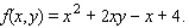 Let Compute the following. f(1, 2) = __________ f(2, 1) = __________ f(- 1, 2) = __________ f(2, - 1) = __________
