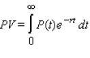 The present value of a perpetual stream of income that flows continually at the rate of dollars per year is given by the formula where is the interest rate compounded continuously.Using this formula, find the present value of a perpetual net income stream that is generated at the rate of dollars per year. Hint: .