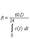 Seven milligrams of a dye (D) are injected into a vein leading to an individual's heart.The concentration of the dye in the aorta measured at 2-second intervals is shown in the accompanying table.Use Simpson's rule and the formula to estimate the person's cardiac output.Round the result to the nearest tenth.