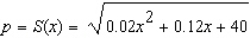 The supply function for the CD manufactured by Herald Records is given by where p is the unit price in dollars and x stands for the quantity that will be made available in the market by the supplier, measured in units of a thousand.Use Trapezoidal Rule (take n = 8) to estimate the producers'surplus if the price is $8/CD.Round answer to two decimal places.