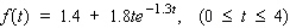A study on worldwide oil use was prepared for a major oil company.The study predicted that the amount of oil used to fuel productivity in a certain country is given by where f (t) denotes the number of barrels per $1,000 of economic output and t is measured in decades ( corresponds to 1965).Compute and . Round the answer to the nearest hundredth.