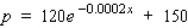 The monthly demand for a certain brand of perfume is given by the demand equation where p denotes the retail unit price (in dollars) and x denotes the quantity (in 1-oz bottles) demanded. Find the rate of change of the price to the nearest hundredth of a cent per bottle when x = 2,000. __________ cents per bottle What is the price per bottle when x = 2,000. $__________ / bottle