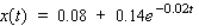 The concentration of a drug in an organ at any time t (in seconds) is given by where is measured in grams/cubic centimeter .How long would it take for the concentration of the drug in the organ to reach 0.18 ? Please round the answer to two decimal places.