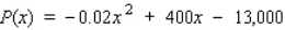 <strong>The estimated monthly profit (in dollars) realizable by Cannon Precision Instruments for manufacturing and selling x units of its model M1 camera is To maximize its profits, how many cameras should Cannon produce each month?</strong> A)10,000 cameras B)10,100 cameras C)10,050 cameras D)10,025 cameras