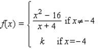<strong>Let Find the value of k that will make f continuous on .</strong> A) B) C) D)