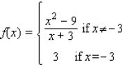 A function f is continuous at the point if the following conditions are satisfied. 1. is defined. 2. exists. 3. . Determine the value of x, if any, at which the function is discontinuous. __________ State the condition(s) for continuity that are violated. Conditions: __________