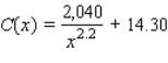 A study of driving costs of 1992 model subcompact (four-cylinder) cars found that the average cost (car payments, gas, insurance, upkeep, and depreciation), measured in cents/mile, is approximated by the function where x denotes the number of miles (in thousands) the car is driven in a year.What happens to the average cost as the number of miles driven increases without bound? Express your answer to the nearest tenth, if necessary. It approaches __________ .