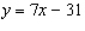 <strong>Find an equation of the line that passes through the point (4, -5) and has the indicated slope m = 7.</strong> A) B) C) D) E)