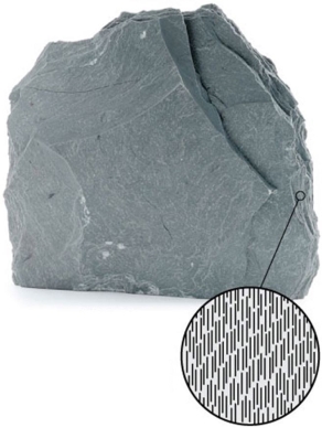 <strong> What degree of foliation is exhibited by the metamorphic rock in the image above?</strong> A)Schistosity B)Nonfoliation C)Gneissic banding D)Slaty cleavage