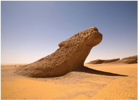 <strong> What feature is present in this image?</strong> A)Blowout B)Yardang C)Desert pavement D)Dune