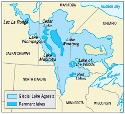   What kind of lake was Lake Agassiz in this image?