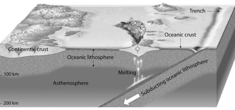 What is the name of the chain of volcanic islands shown in the diagram below?  <div style=padding-top: 35px> 