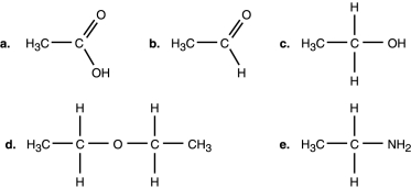 <strong>Figure 2.1 In Figure 2.1, which is an organic acid?</strong> A) a B) b C) c D) d E) e