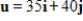 <strong>Use the dot product to find the magnitude of u. </strong> A)40 B) C) D) E)35
