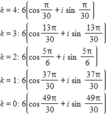 <strong>Use DeMoivre's theorem to find the indicated roots of the complex number. Fifth roots of </strong> A) B) C) D) E)
