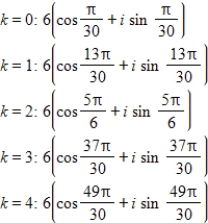 <strong>Use DeMoivre's theorem to find the indicated roots of the complex number. Fifth roots of </strong> A) B) C) D) E)