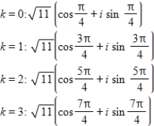 <strong>Use DeMoivre's theorem to find the indicated roots of the complex number. Fourth roots of </strong> A) B) C) D) E)