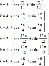 <strong>Use DeMoivre's theorem to find the indicated roots of the complex number. Sixth roots of i </strong> A) B) C) D) E)