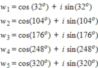 <strong>Find the fifth roots of Write the roots in trigonometric form.</strong> A) B) C) D) E)