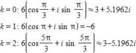 <strong>Use DeMoivre's theorem to find all the solutions of the equation and represent the solutions graphically.(Round your answer to four decimal places.) </strong> A) B) C) D) E)