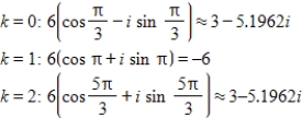 <strong>Use DeMoivre's theorem to find all the solutions of the equation and represent the solutions graphically.(Round your answer to four decimal places.) </strong> A) B) C) D) E)
