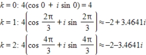 <strong>Use DeMoivre's theorem to find all the solutions of the equation and represent the solutions graphically.(Round your answer to four decimal places.) </strong> A) B) C) D) E)
