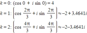 <strong>Use DeMoivre's theorem to find all the solutions of the equation and represent the solutions graphically.(Round your answer to four decimal places.) </strong> A) B) C) D) E)