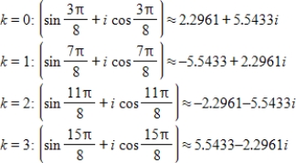 <strong>Use DeMoivre's theorem to find all the solutions of the equation and represent the solutions graphically.(Round your answer to four decimal places.) </strong> A) B) C) D) E)