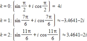 <strong>Use DeMoivre's theorem to find all the solutions of the equation and represent the solutions graphically.(Round your answer to four decimal places.) </strong> A) B) C) D) E)