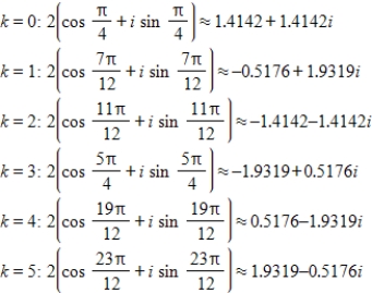 <strong>Use DeMoivre's theorem to find all the solutions of the equation and represent the solutions graphically.(Round your answer to four decimal places.) </strong> A) B) C) D) E)