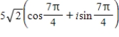 <strong>Represent the complex number graphically, and find the trigonometric form of the number. 5 - 5i </strong> A) B) C) D) E)