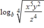 Assume that x, y, z and b are positive numbers.Use the properties of logarithms to write the expression in terms of the logarithms of x, y, and z. 