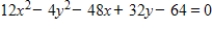Find the center and vertices of the hyperbola.  