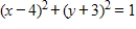 Give the coordinates of the circle's center and it radius. Enter your answer using the coordinate notation: (a, b), and r = ....separated with a comma.