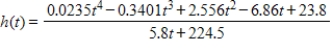 <strong>The number of people playing tennis T (in millions) in the United States from 2000 through 2007 can be approximated by the function And the U.S.population P (in millions) from 2000 through 2007 can be approximated by the function , where t represents the year, with t = 0 corresponding to 2000. Evaluate the function for t = 0 and 3.</strong> A)h(0) = 0.1060, h(3) = 0.0783 B)h(0) = 0.3060, h(3) = 0.2783 C)h(0) = -0.2060, h(3) = -0.1783 D)h(0) = 0.1783, h(3) = 0.2060 E)h(0) = -0.1060, h(3) = -0.0783