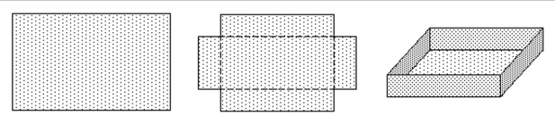 Solve the problem. -The area of a rectangular piece of cardboard shown is 688 square inches. The cardboard is used to make an open box by cutting a 4-inch square from each corner and turning up the sides. If the box is to have a volume of 1120 cubic inches, find the dimensions of the cardboard that must be used.  